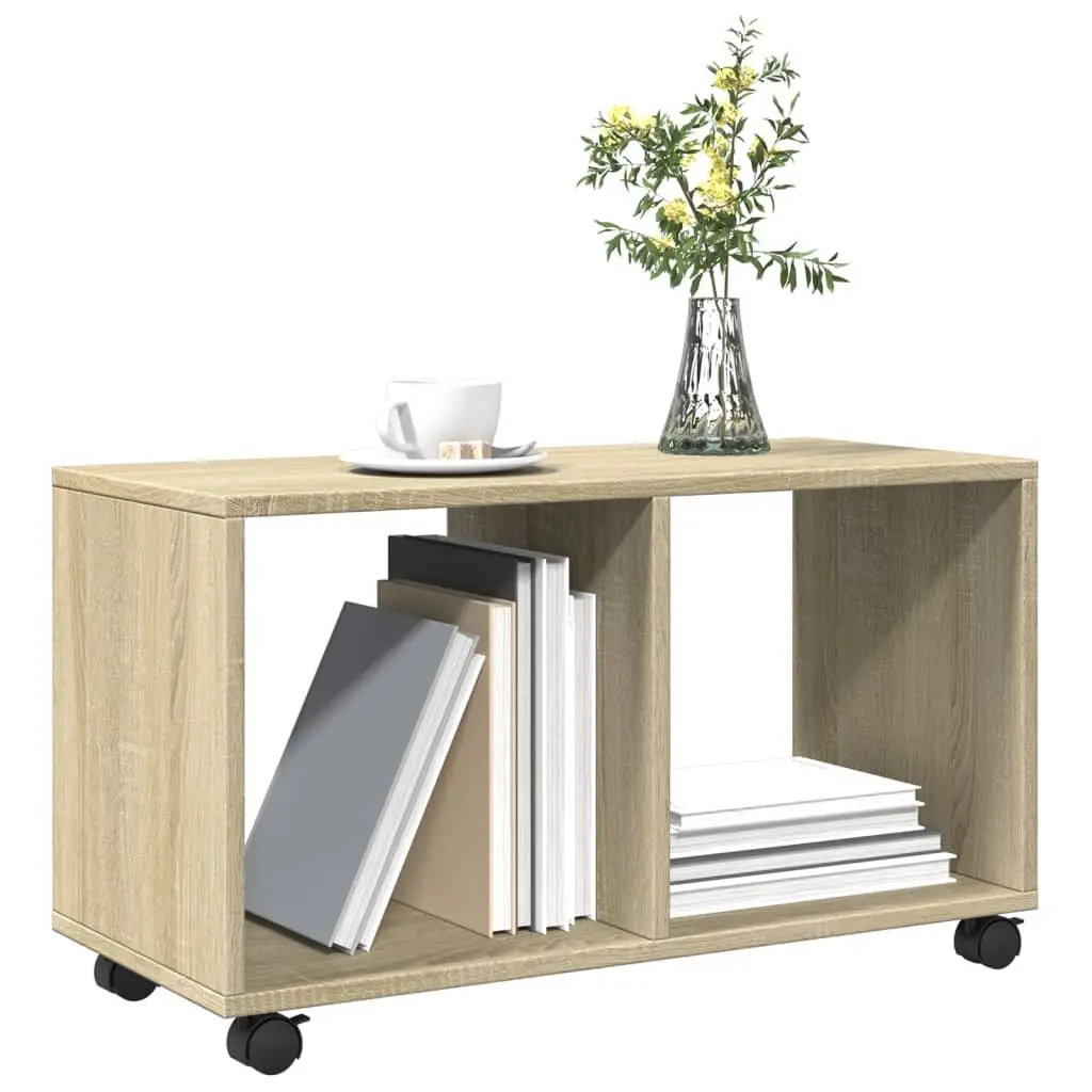 Rolling Cabinet Sonoma Oak Storage Furniture with Swivel Wheels Accent Table