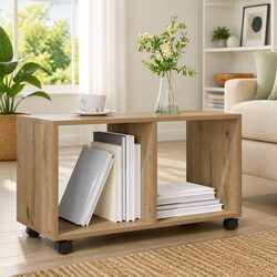 Brown Rolling Cabinet with Wheels for Easy Mobility
