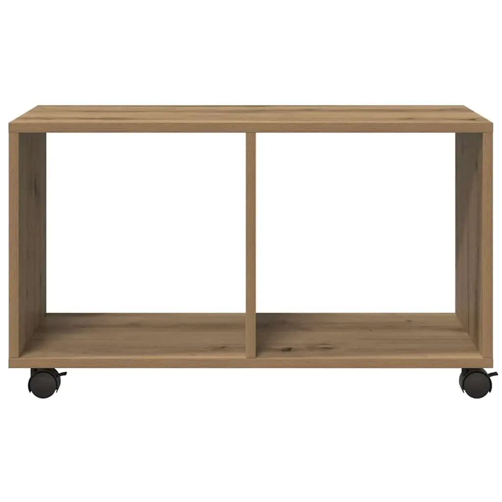Rolling Cabinet Brown Engineered Wood Storage Unit with Swivel Wheels Casters
