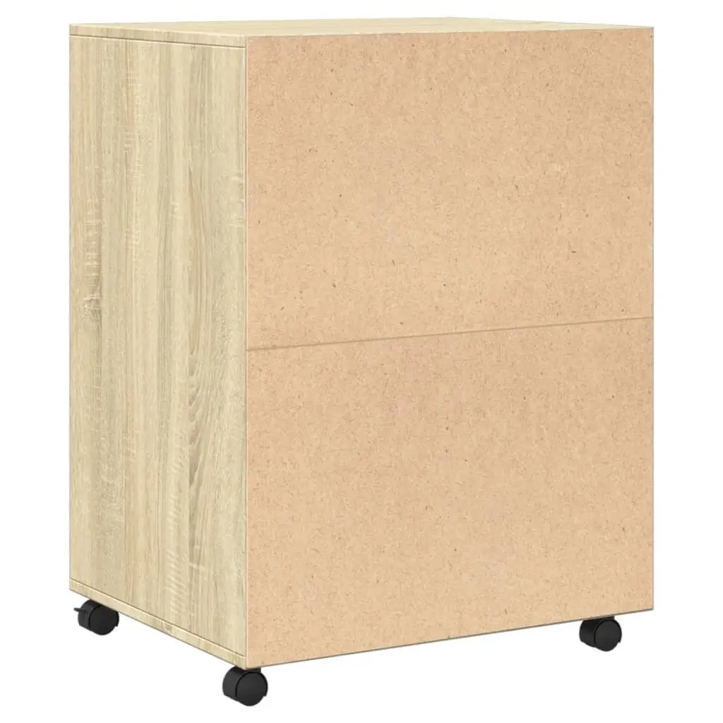 Rolling Cabinet Brown 60x48x81cm Shelves and Doors with Four Swivel Wheels