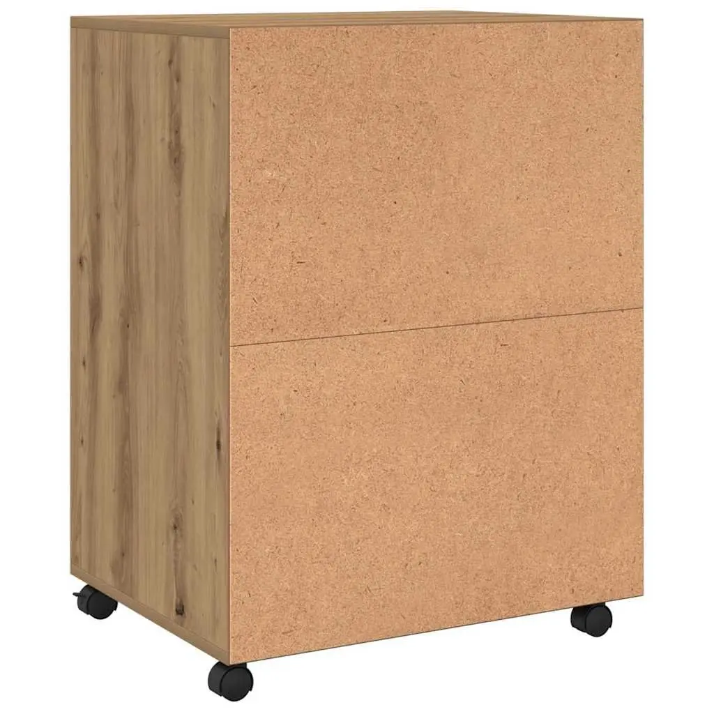 Rolling Cabinet Brown 60x48x81cm Engineered Wood with Shelves and Doors