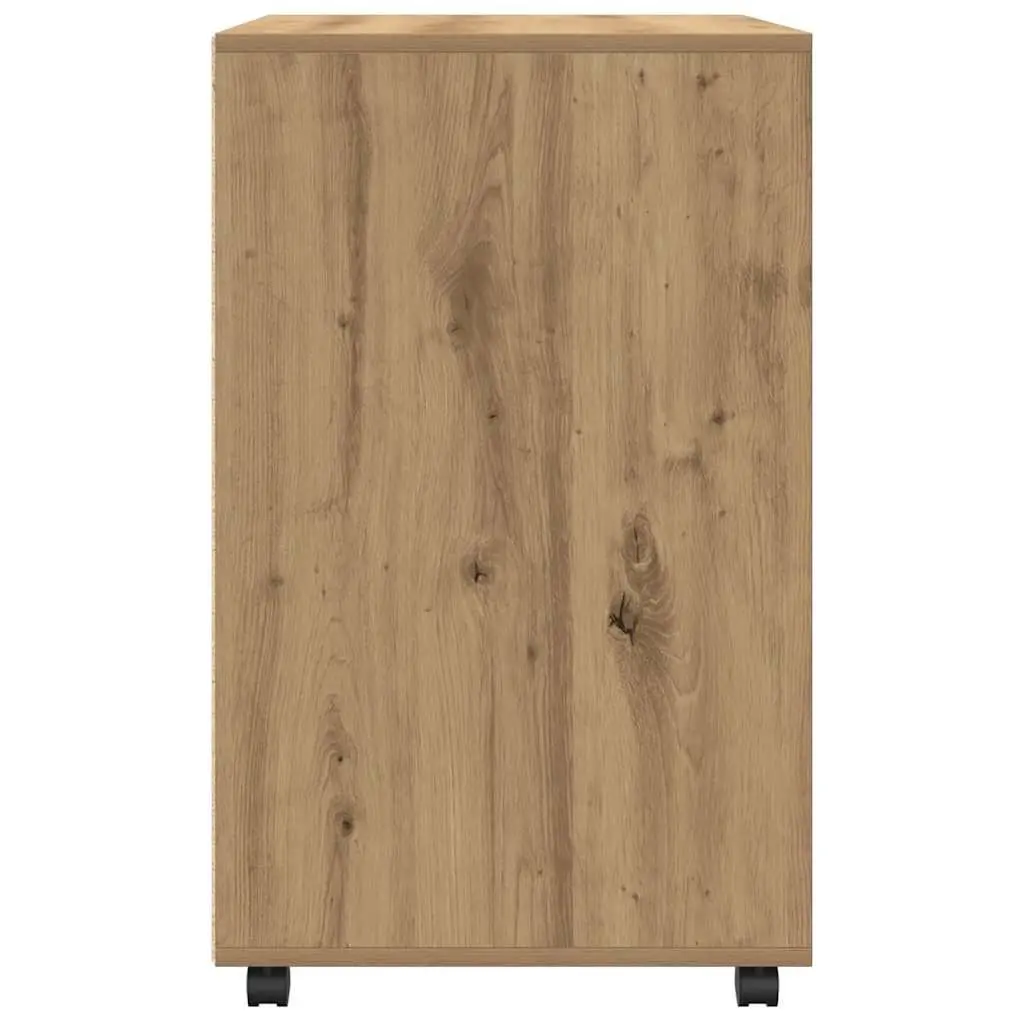 Rolling Cabinet Brown 60x48x81cm Engineered Wood with Shelves and Doors