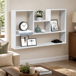 Wall Shelf White Floating Storage Display Organizer Engineered Wood 99x15x60cm