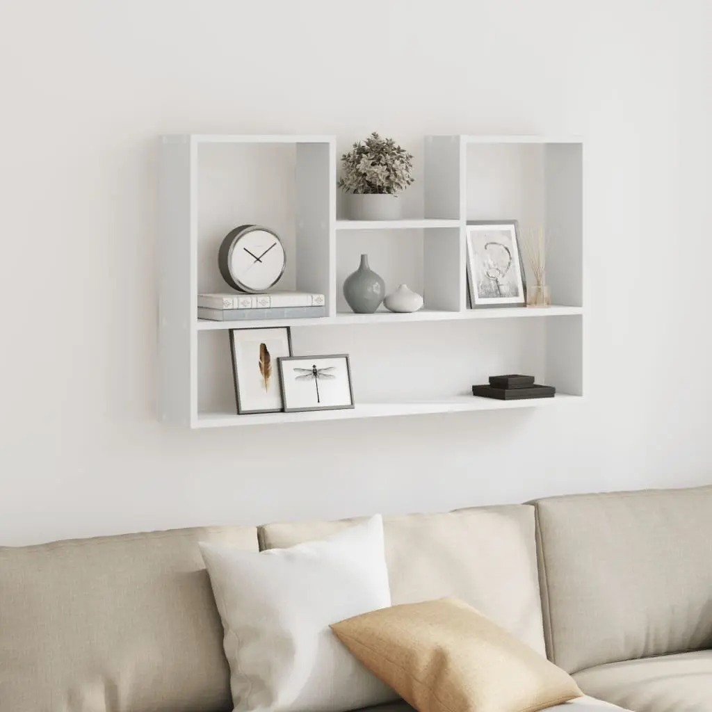 Wall Shelf White Engineered Wood 99x15x60cm Floating Storage Display Organizer