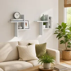 Compact Floating Shelves - White, 2 pcs at 38x12x38 cm