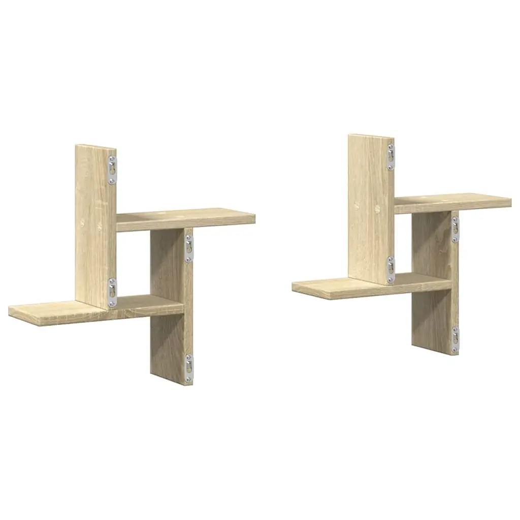 Wall Shelves Brown 38x12x38 cm Floating Storage Display Organiser 2 Piece