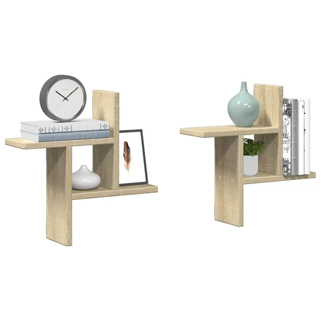 Wall Shelves Brown 38x12x38 cm Floating Storage Display Organiser 2 Piece