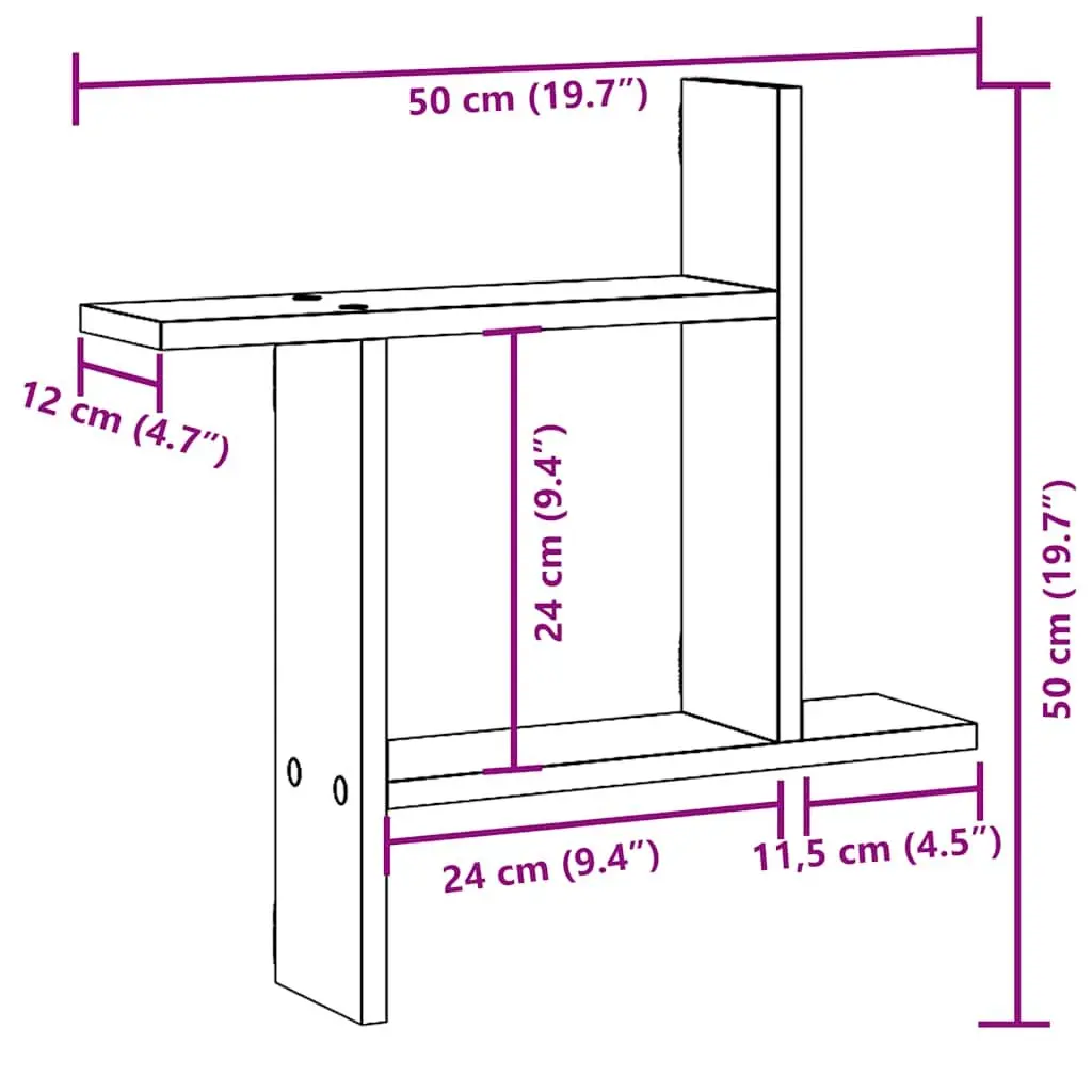 Wall Shelves White 50x12x50 cm Floating Storage Display Organiser 2 Piece