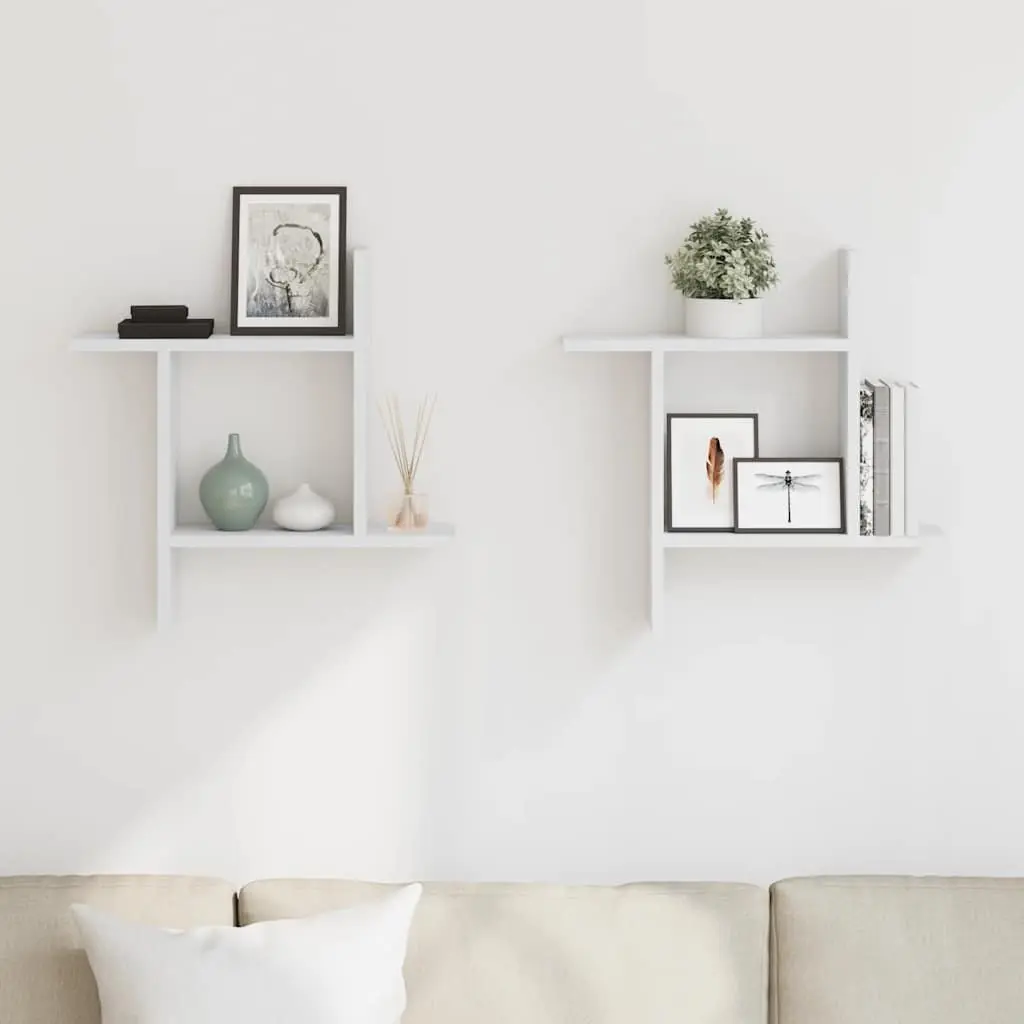 Wall Shelves White 50x12x50 cm Floating Storage Display Organiser 2 Piece