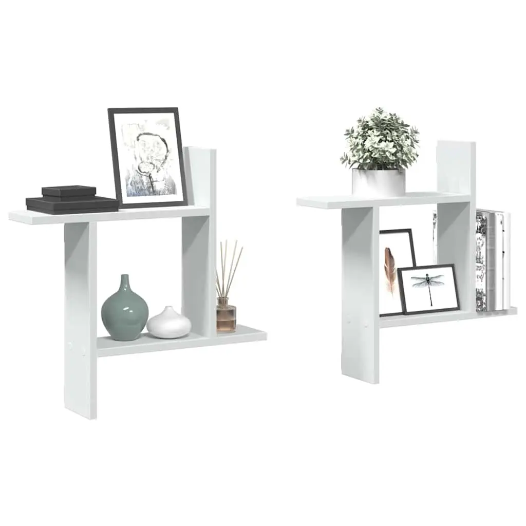 Wall Shelves White 50x12x50 cm Floating Storage Display Organiser 2 Piece