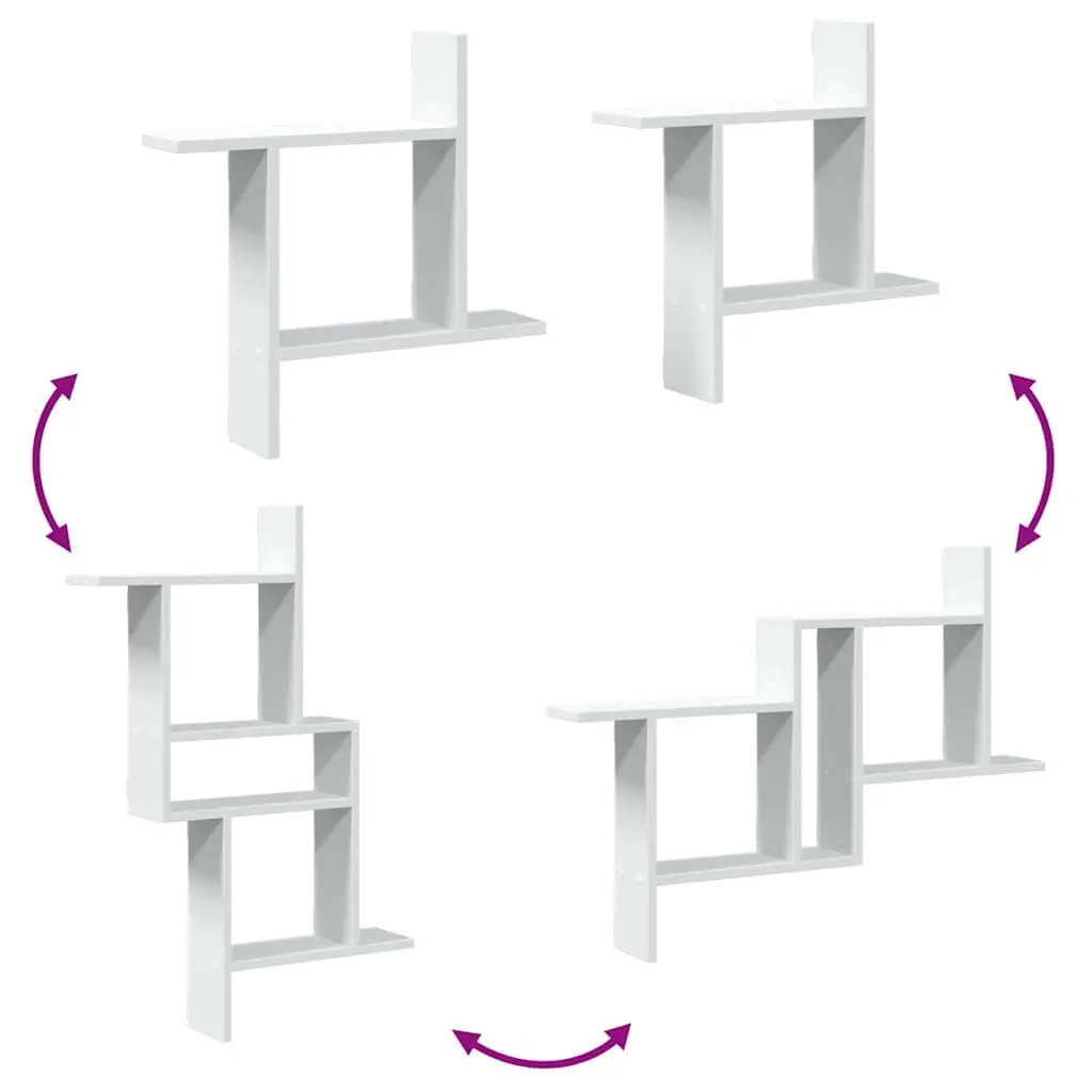 Wall Shelves White 50x12x50 cm Floating Storage Display Organiser 2 Piece