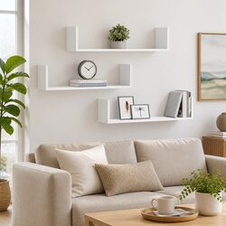 Friendly White Wall Shelves - 3-Piece Floating Storage 80x18x18 cm