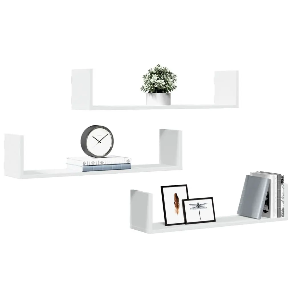 Wall Shelves White 80x18x18 cm 3 Pieces Floating Storage Display Organiser