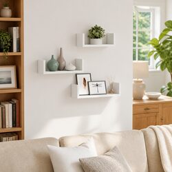 Wall Shelf 3 pcs White Floating Display Storage Shelves for Bedroom Living Room