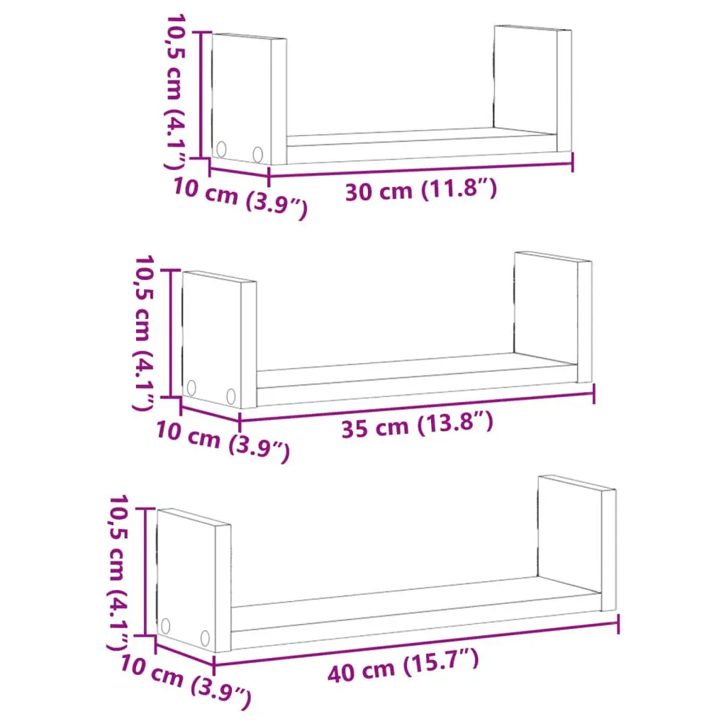 Wall Shelf White 3 Piece Floating Display Storage Shelves for Bedroom Living Room
