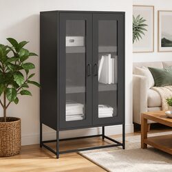 Compact and Strong Black Highboard Storage Cabinet
