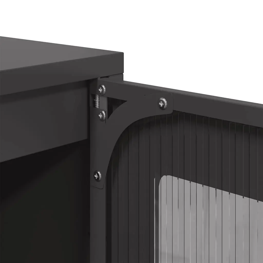 Highboard Storage Cabinet Black Cold-rolled Steel Enclosed Storage Compartment Dining Room Furniture