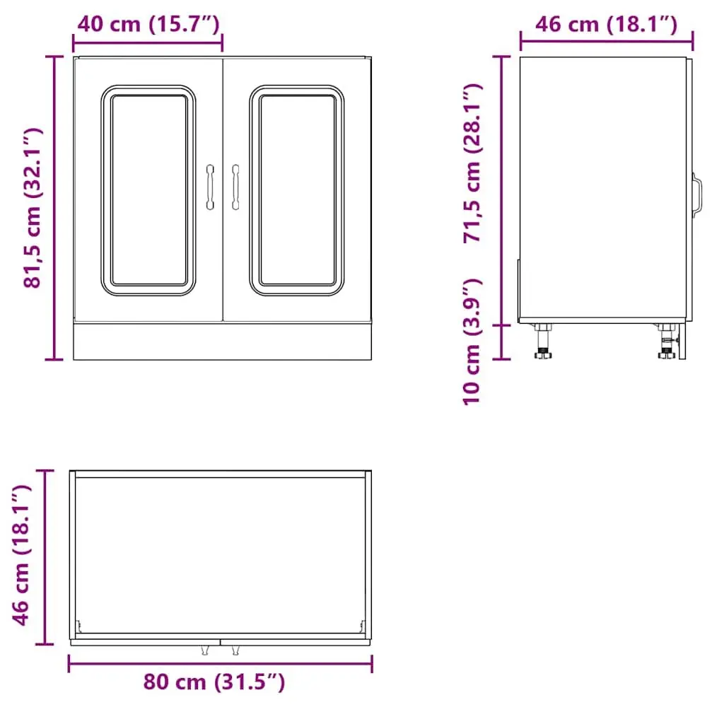 Sink Base Cabinet White 80x46x81.5cm Engineered Wood Organiser