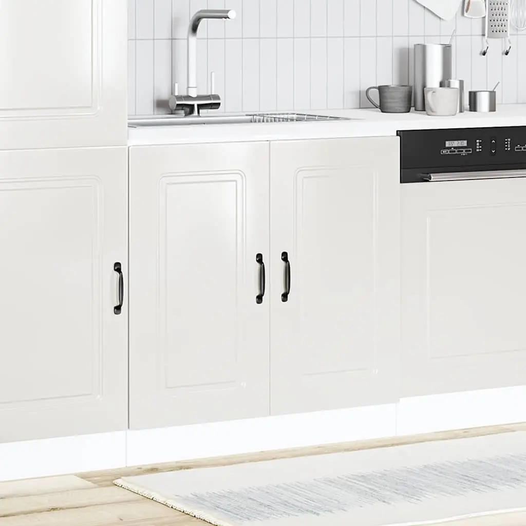Sink Base Cabinet Kitchen Storage Unit White High Gloss Engineered Wood