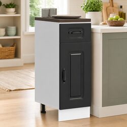 Black Engineered Wood Kitchen Storage Cabinet