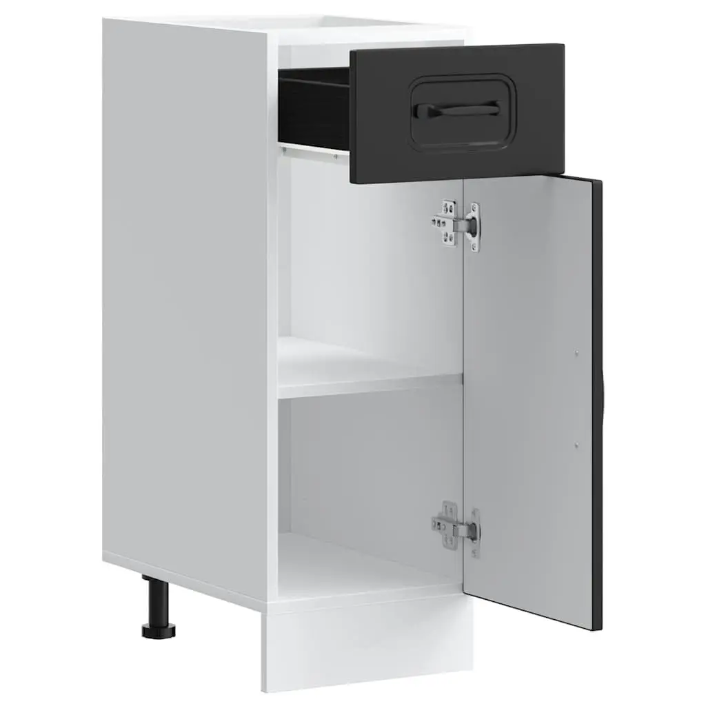 Kitchen Cabinet Black Engineered Wood Adjustable Feet Storage Cupboard Door