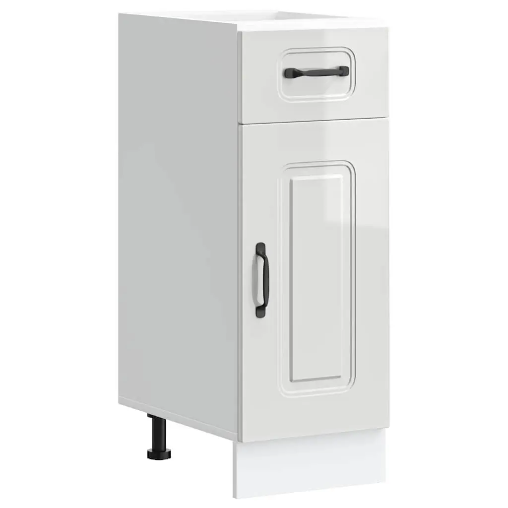 Kitchen Cabinet White High Gloss Engineered Wood Storage Unit Adjustable Feet