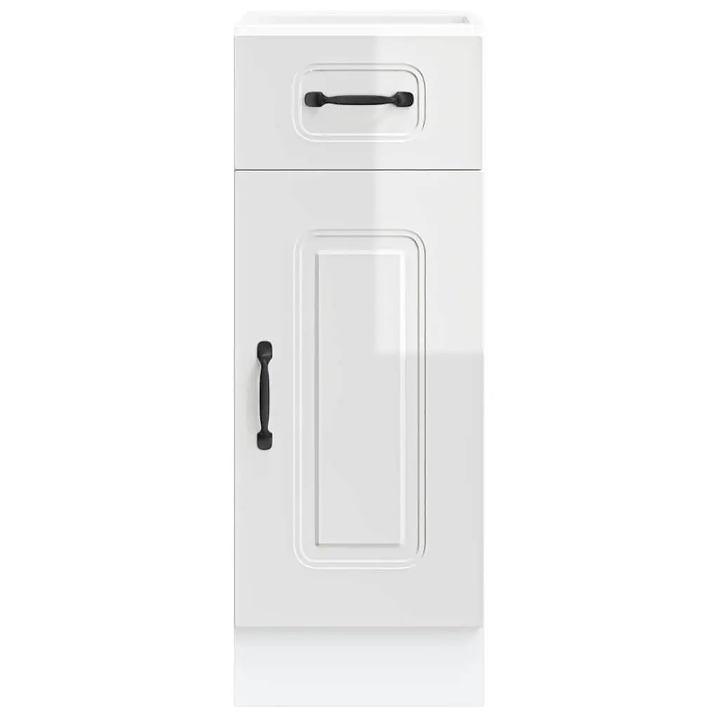 Kitchen Cabinet White High Gloss Engineered Wood Storage Unit Adjustable Feet