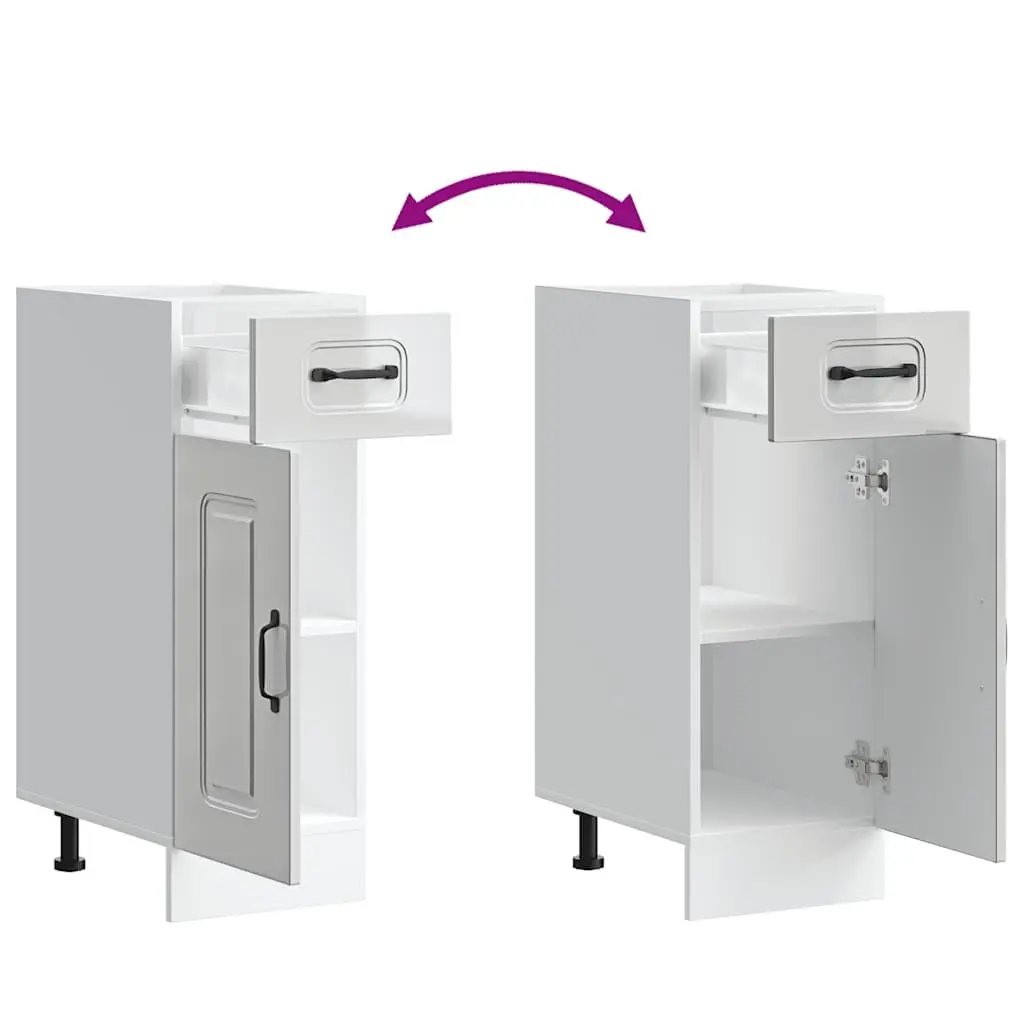 Kitchen Cabinet White High Gloss Engineered Wood Storage Unit Adjustable Feet