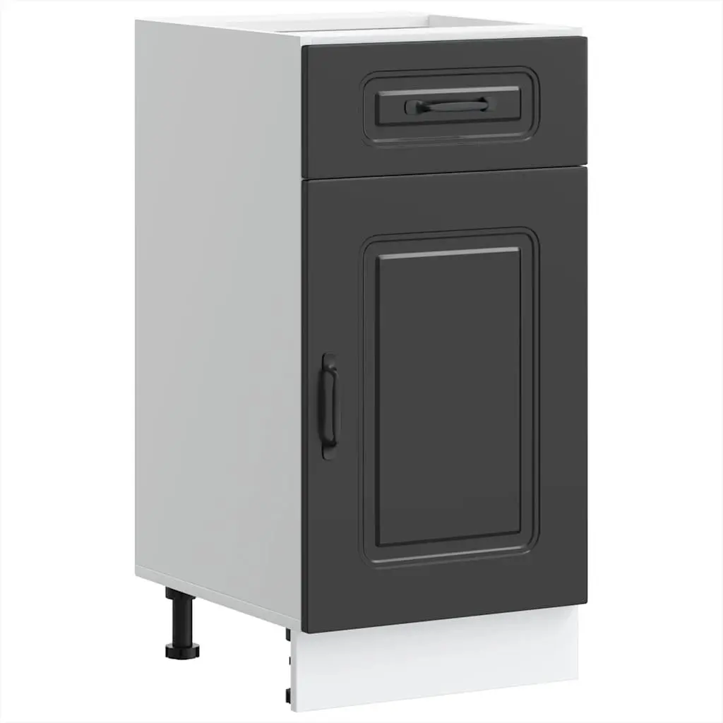 Engineered Wood Black Kitchen Cabinet Storage Unit Base with Concealed Doors
