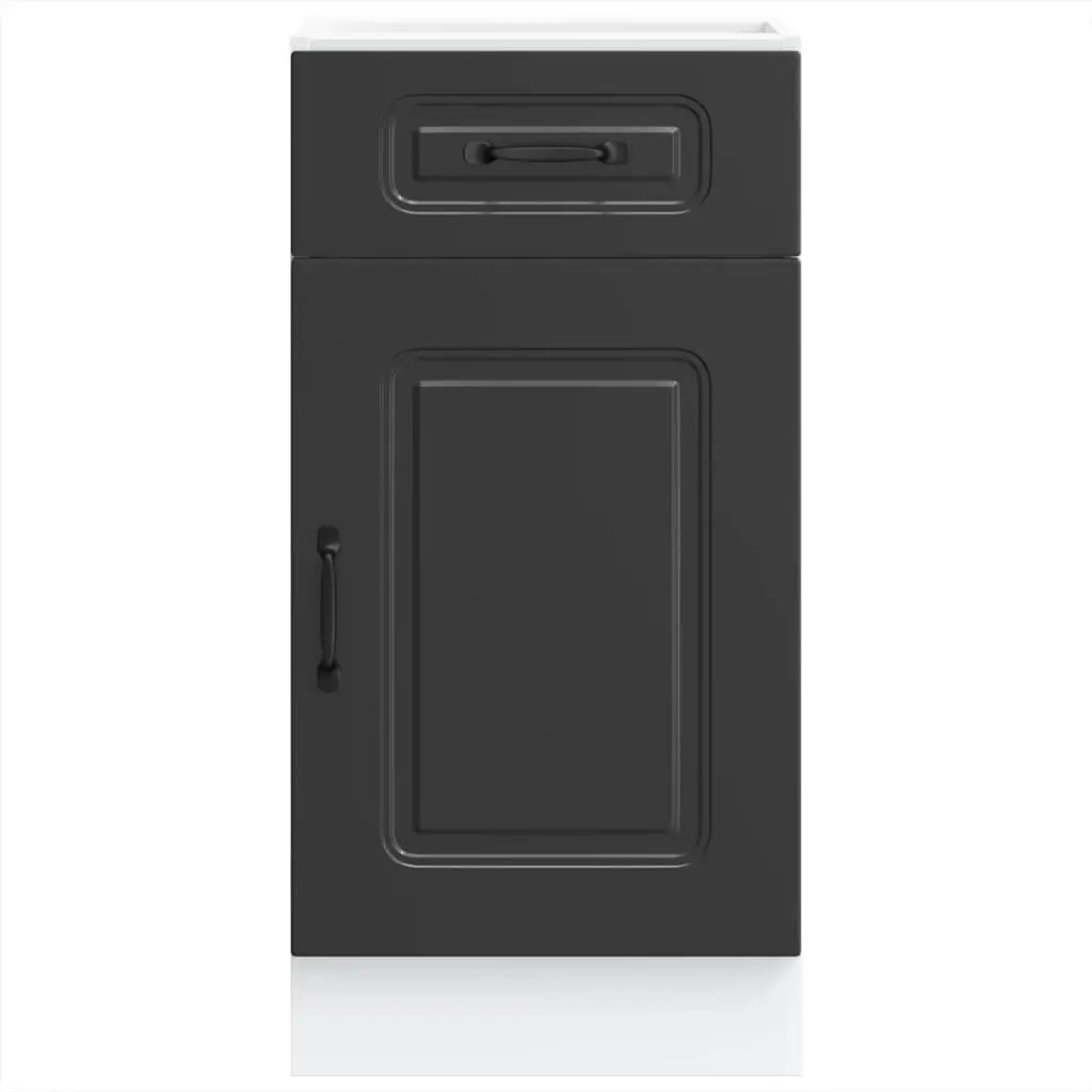 Engineered Wood Black Kitchen Cabinet Storage Unit Base with Concealed Doors