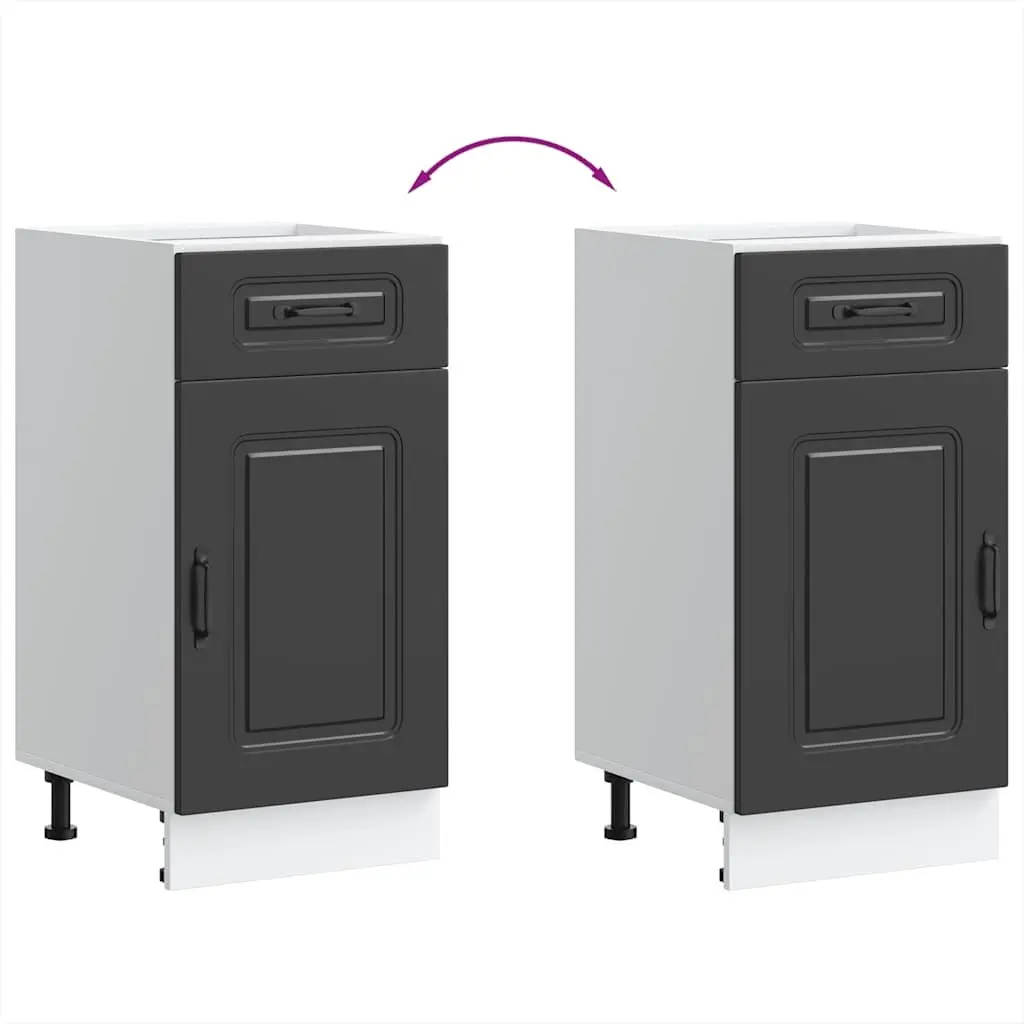 Engineered Wood Black Kitchen Cabinet Storage Unit Base with Concealed Doors
