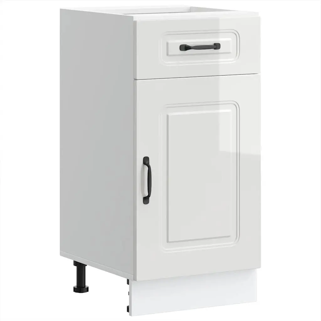 White High Gloss Kitchen Base Cabinet Engineered Wood Storage Cupboard Door