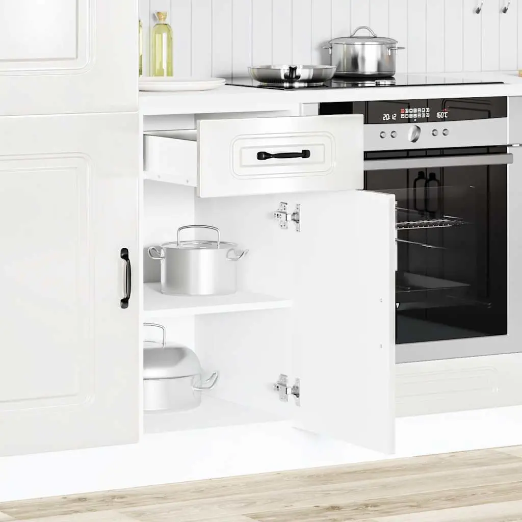 White High Gloss Kitchen Base Cabinet Engineered Wood Storage Cupboard Door