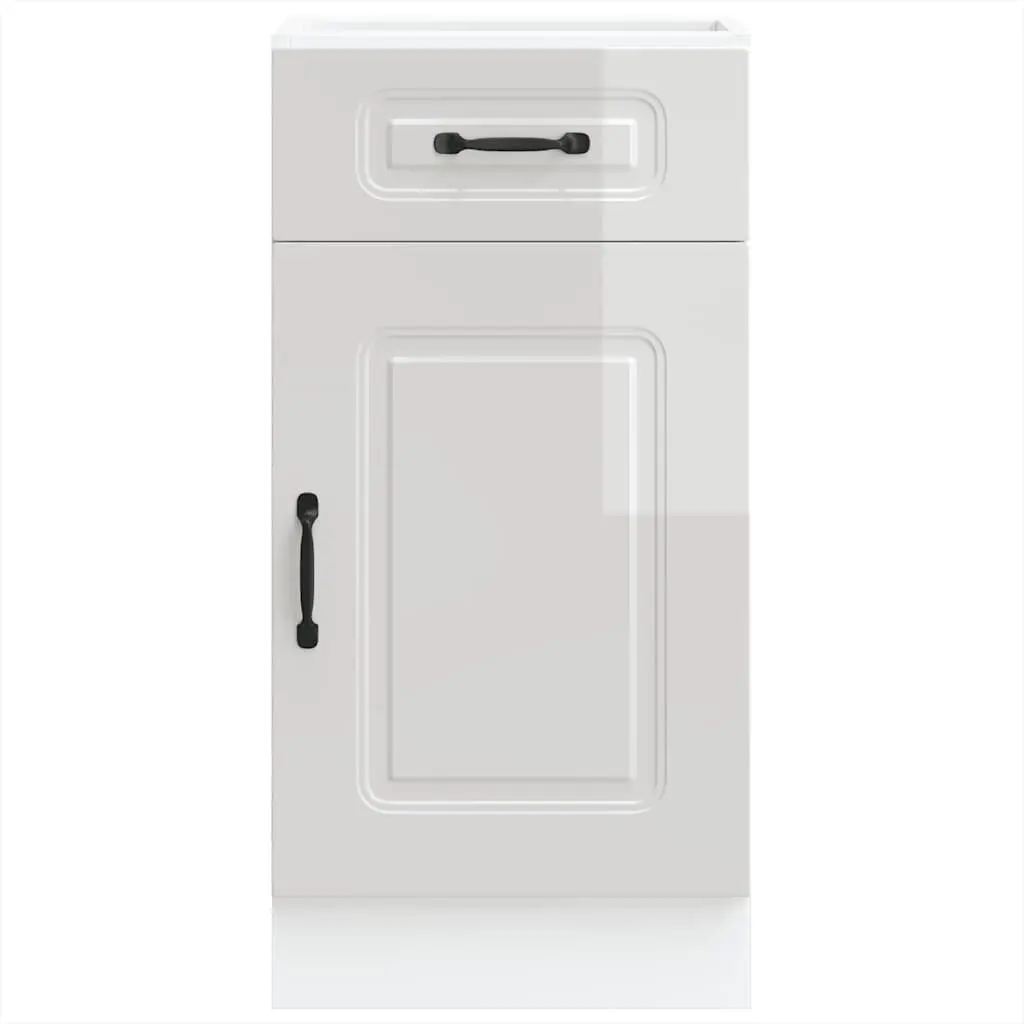 White High Gloss Kitchen Base Cabinet Engineered Wood Storage Cupboard Door