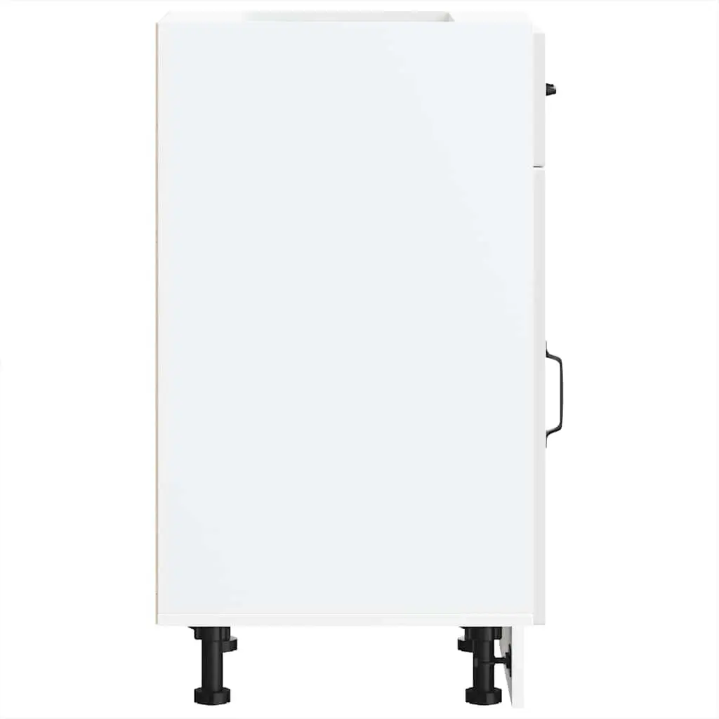 White High Gloss Kitchen Base Cabinet Engineered Wood Storage Cupboard Door