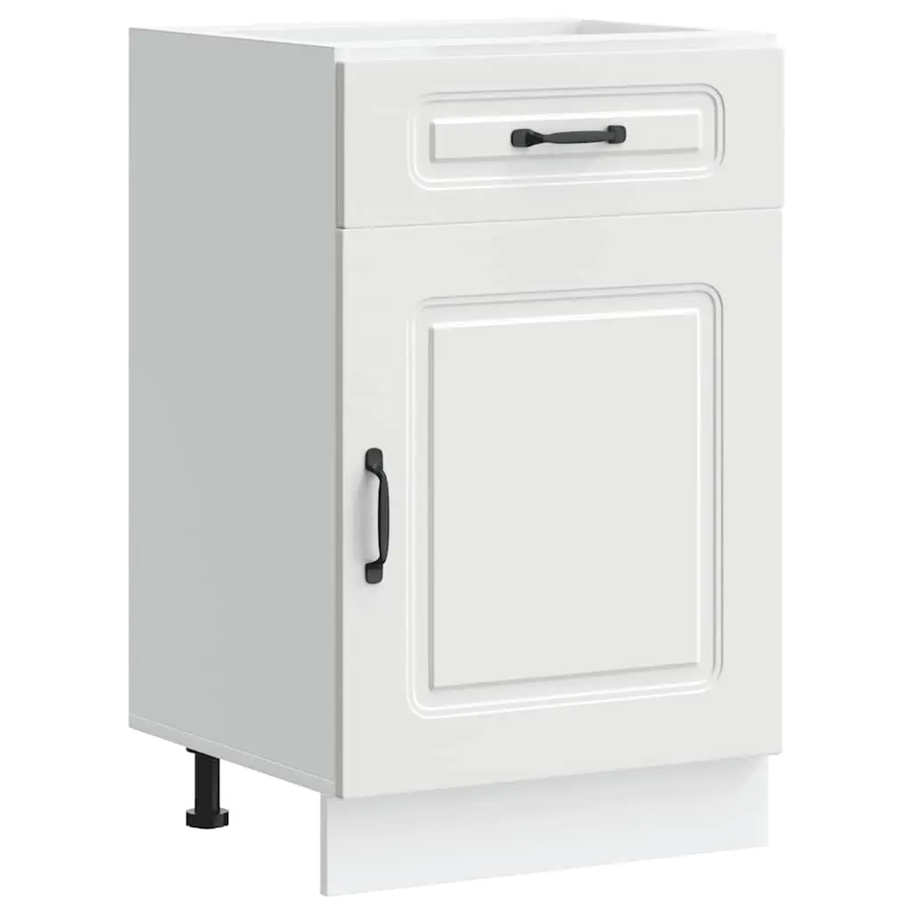 Kitchen Cabinet White Engineered Wood Storage Cupboard Adjustable Feet