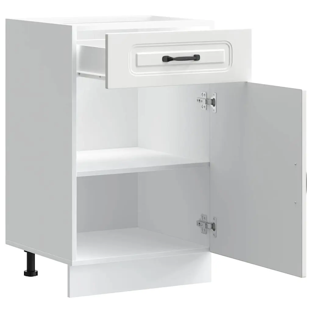 Kitchen Cabinet White Engineered Wood Storage Cupboard Adjustable Feet