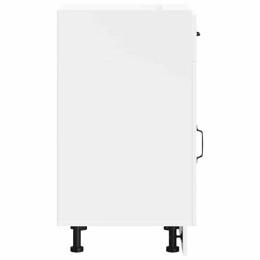 Kitchen Cabinet White Engineered Wood Storage Cupboard Adjustable Feet