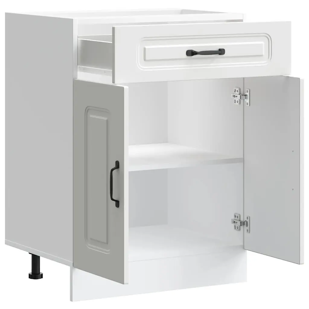 White Kitchen Storage Cupboard Cabinet Adjustable Feet Engineered Wood