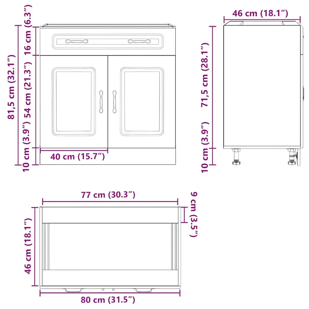 Kitchen Cabinet White Engineered Wood Adjustable Feet Storage Cupboard