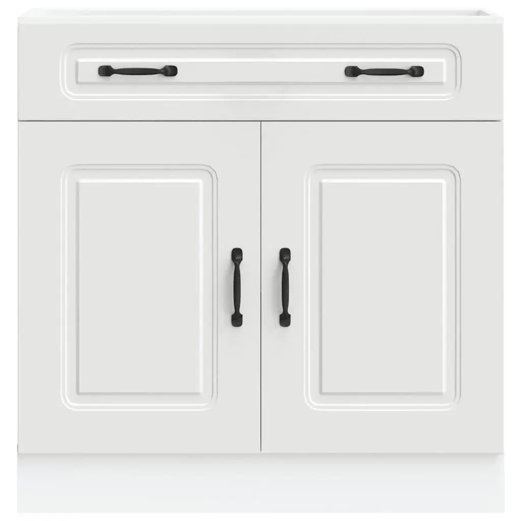 Kitchen Cabinet White Engineered Wood Adjustable Feet Storage Cupboard