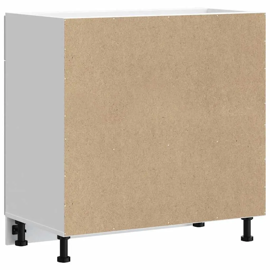 Kitchen Cabinet White Engineered Wood Adjustable Feet Storage Cupboard