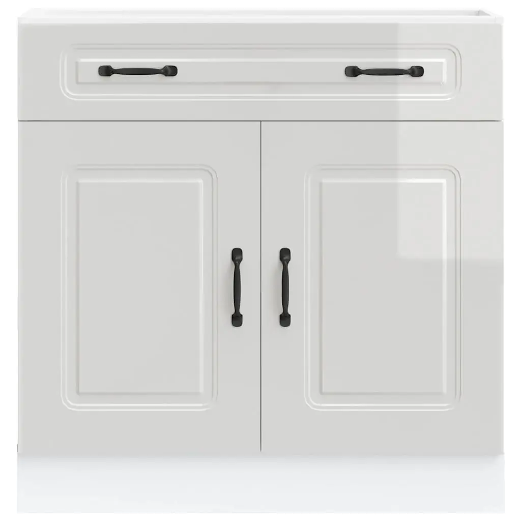 Kitchen Cabinet White High Gloss Engineered Wood Storage Cupboard Organiser
