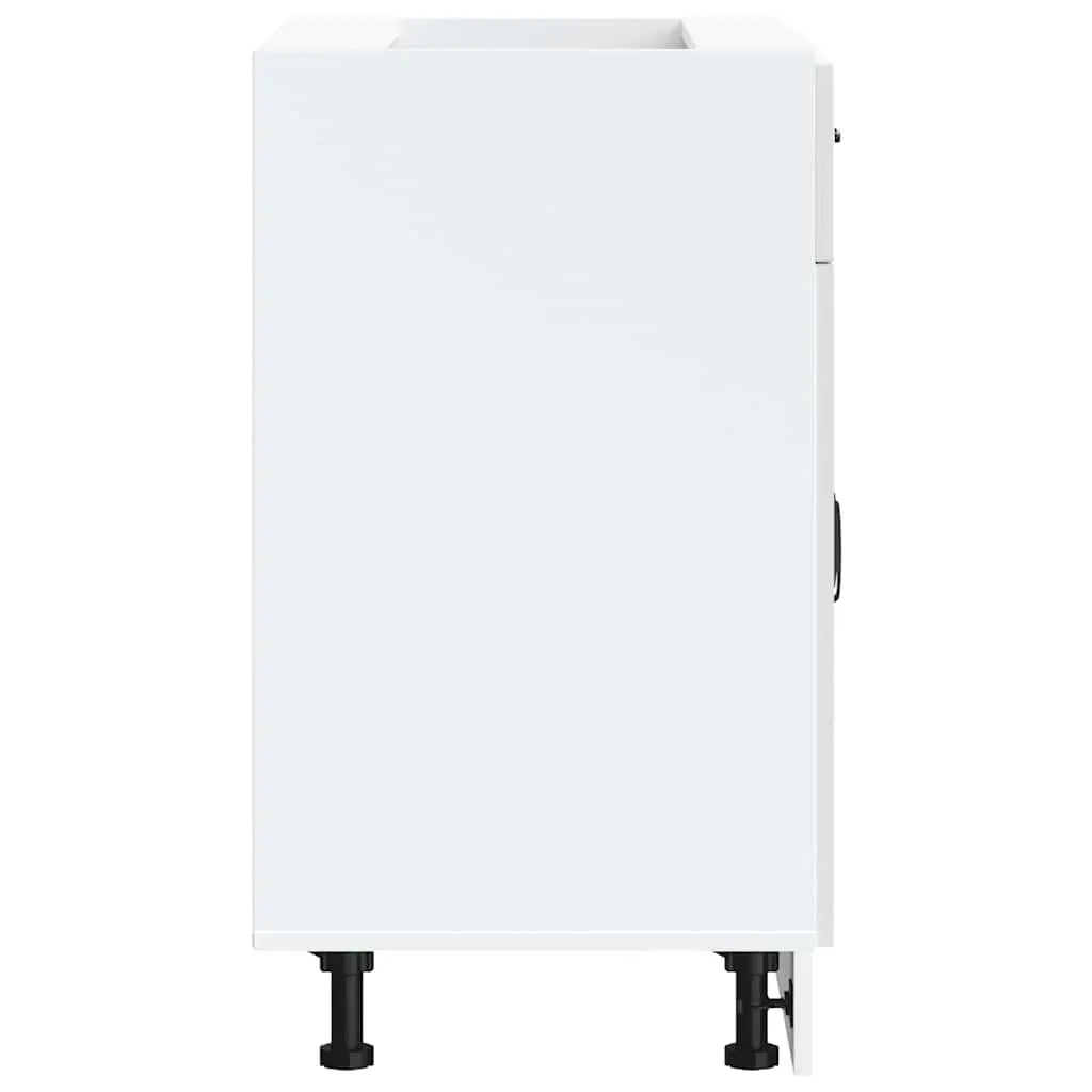 Kitchen Cabinet White High Gloss Engineered Wood Storage Cupboard Organiser