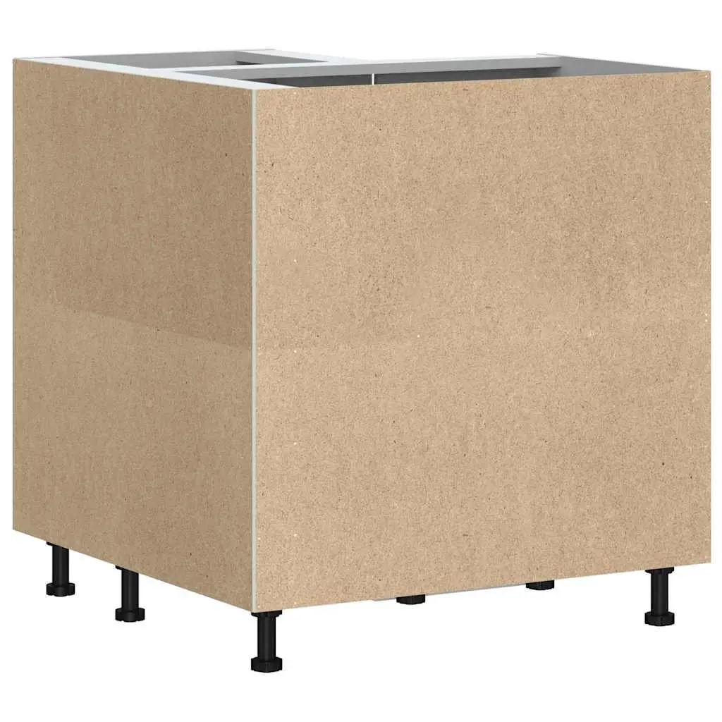 Kitchen Corner Base Cabinet White Engineered Wood Storage Cupboard Adjustable Feet Concealing Doors