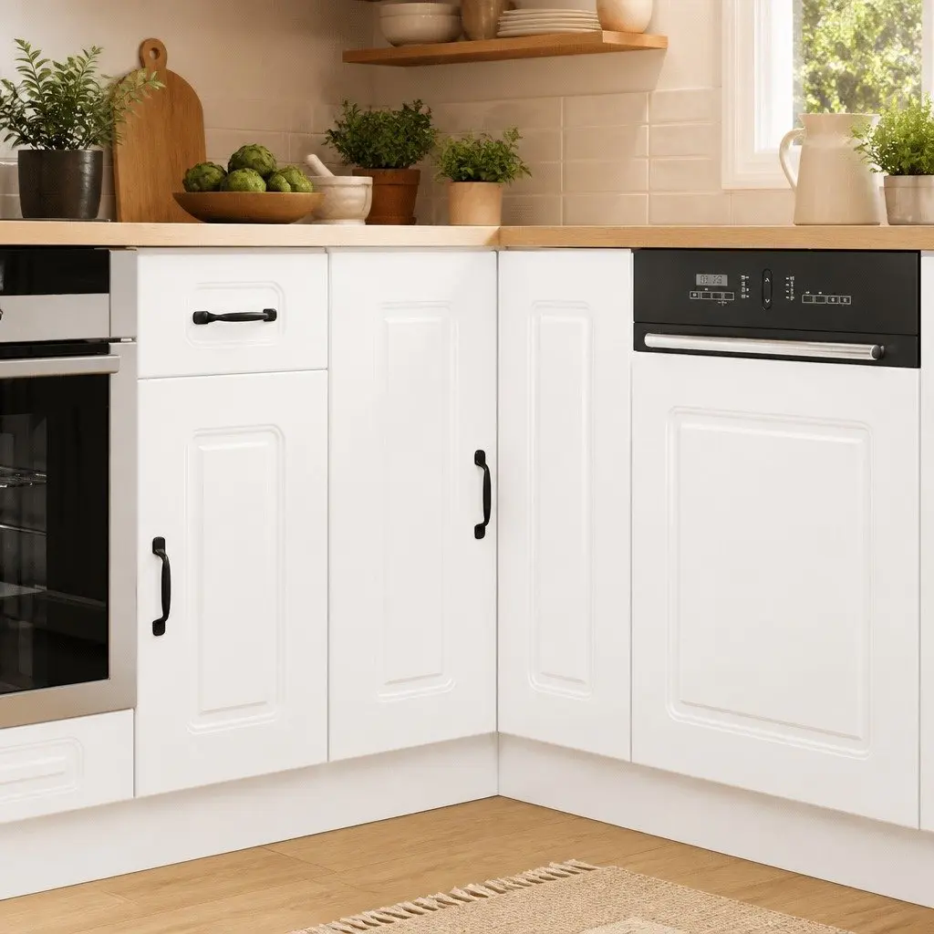 Corner Cabinet White High Gloss Engineered Wood Space Saving Kitchen Storage Unit