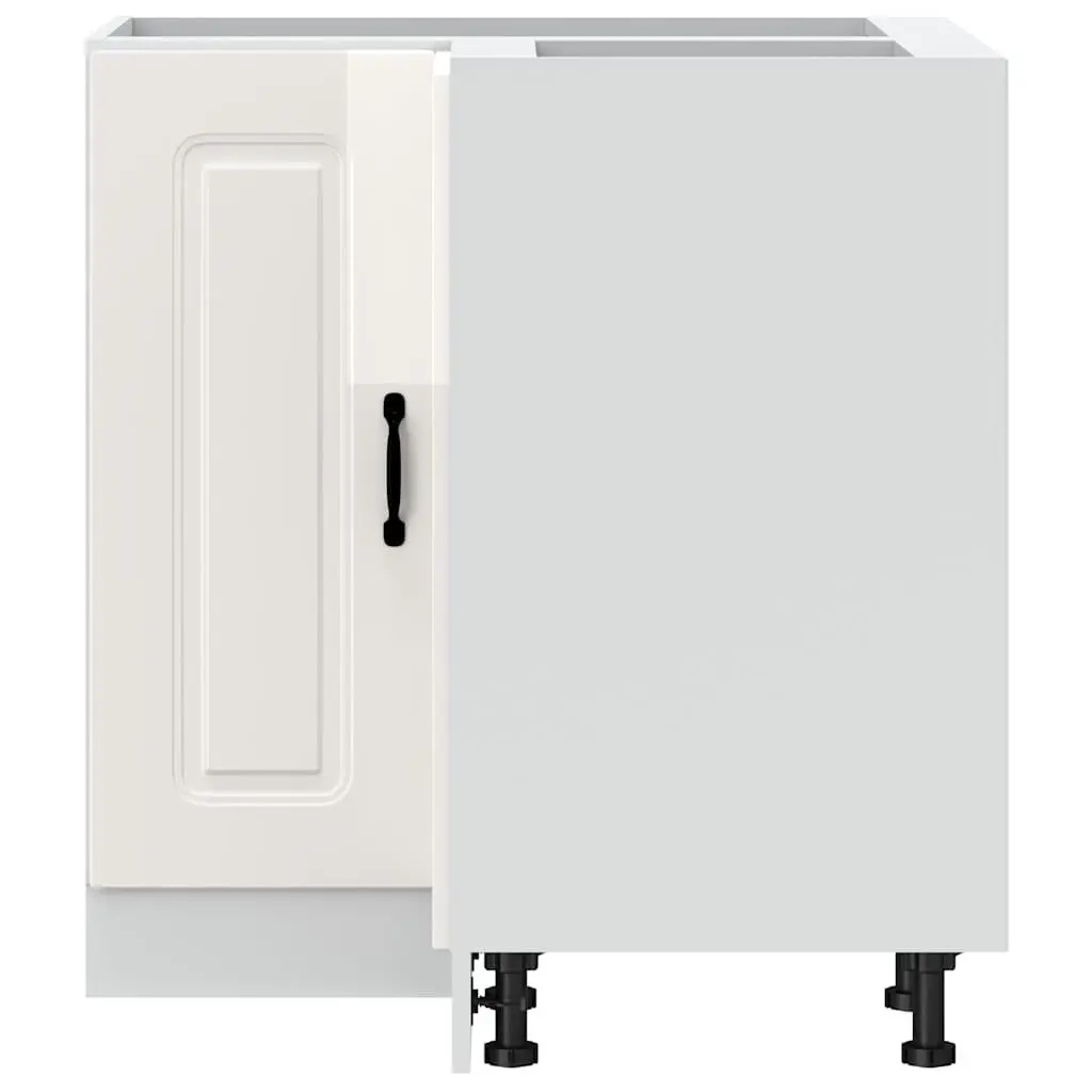Corner Cabinet White High Gloss Engineered Wood Space Saving Kitchen Storage Unit