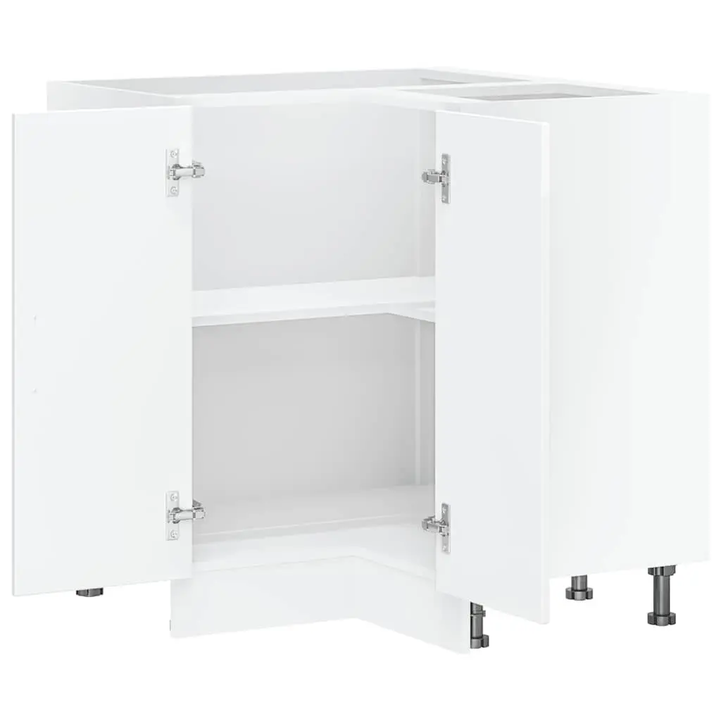 Corner Cabinet White High Gloss Engineered Wood Space Saving Kitchen Storage Unit