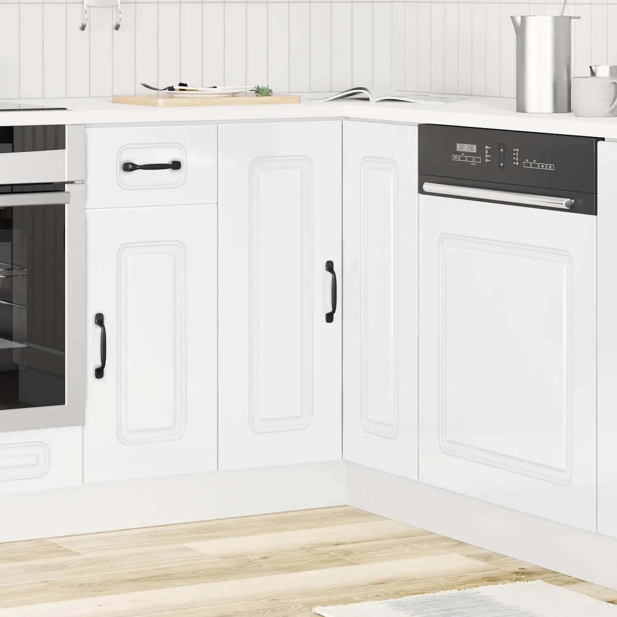 Corner Cabinet White High Gloss Engineered Wood Space Saving Kitchen Storage Unit