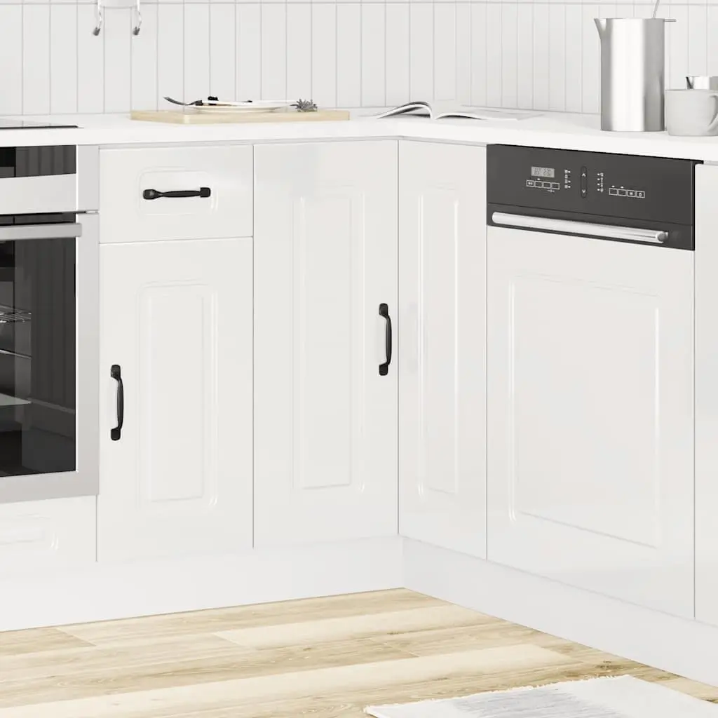Corner Cabinet White High Gloss Engineered Wood Space Saving Kitchen Storage Unit